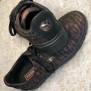 PUMA Black Metallic Sneakers with rose gold